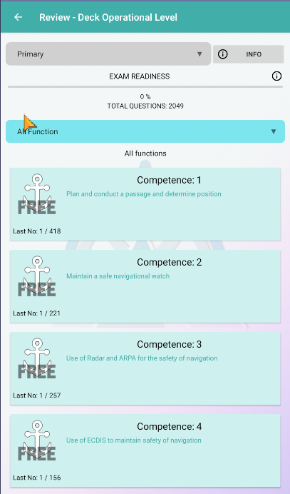 Maritime Review & Training App — Review per Competence
