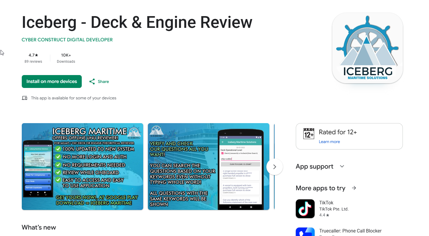 Maritime Review & Training App — Google Play Listing